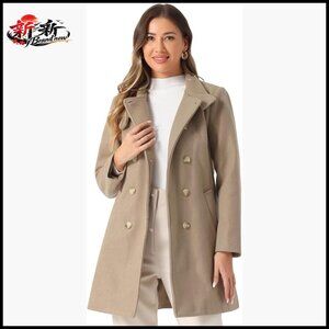 Winter Trench Coat Stand Collar Double Breasted Overcoat 100% Polyester